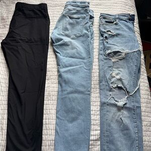 H&M Men's Skinny Straight Jeans - Black and Light Blue